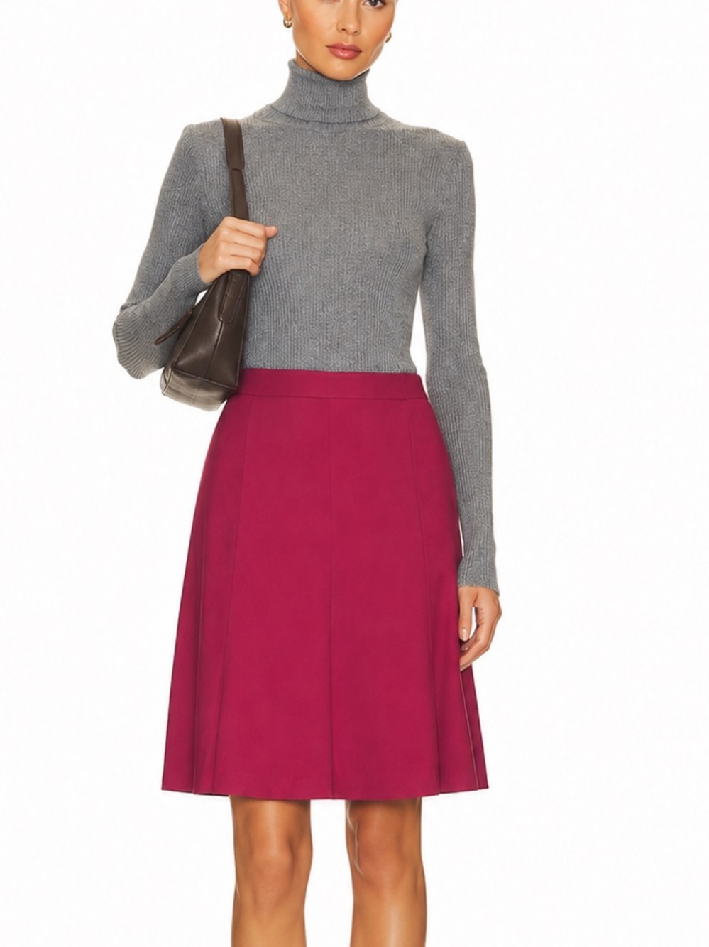 Eileen Fisher Deep Wine A-Line Skirt wool berry